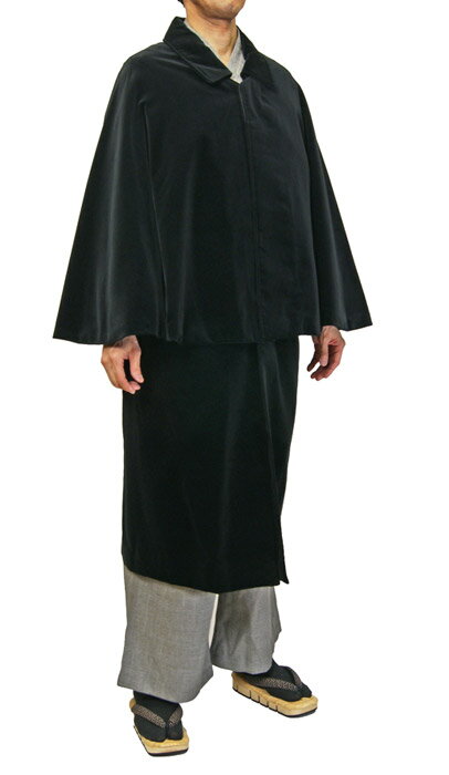 紳士ベルベット生地とんびマント　黒色インパネコート　着物、作務衣用　和洋兼用　カジュアルメンズアウター日本製 送料無料