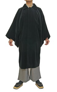 紳士黒色ベルベット生地　着物コート　着物、作務衣用　和洋兼用　カジュアルメンズアウター日本製 送料無料