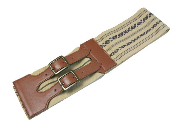 ベルト角帯簡単着用綿献上柄帯にダブルバックル3色・M/L/LLサイズ　メンズお洒落な着物や浴衣に　日本製