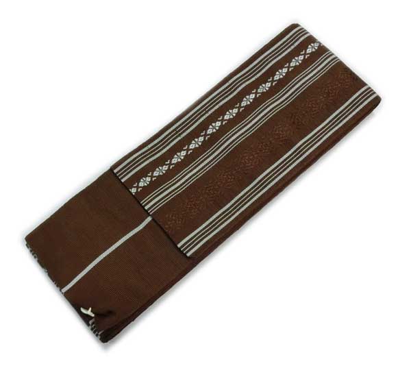 男物着物 正絹角帯博多織角帯 茶色 献上柄 メンズ着物定番の帯 フォーマルからカジュアルまで紳士和装小物