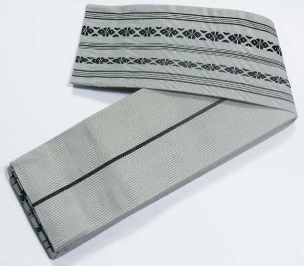 綿角帯グレー色献上柄メンズカジュアル、普段着、セミフォーマル、袴スタイル男着物用和装小物