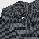 国産久留米作務衣 綿紬 灰色縞柄 S/M/L/LL 普段着、仕事、作業、などに男女兼用日本製さむえ
