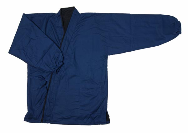 冬用作務衣　紺色綿紬生地　裏フリースわた入り　S/M/L/LLサイズ　カジュアル和雑貨