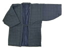 防寒用半天 黒/紺 格子柄 男女兼用 綿入り半纏 冬用アウター 袢天