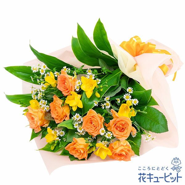 【退職祝い】花キューピット 花 ギフト お祝い 送別 記念 プレゼントフリージアの花束yi00-523038