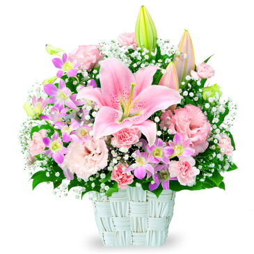 花キューピット【結婚記念日】ユリとデンファレのキュートアレンジメントyb00-512108 花 ギフト お祝い 記念日 プレゼント