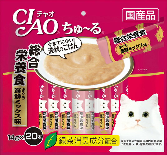 【3,000円以上購入で500円OFFクーポン】【いなば】ちゅ〜る 総合栄養食 まぐろ海鮮ミックス味14g × 20本 ちゅーる チュール 猫 ねこ 猫おやつ 水分補給 水分 水 おやつ いなば ちゃおちゅーる チャオ Ciao 国産 日本 猫スナック 液体 液体おやつのサムネイル