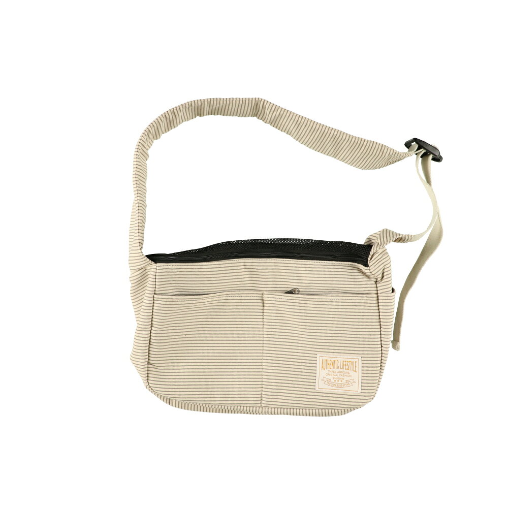 PET THREEの【20％OFFクーポン】【PiPi】ヒッコリー スリングバック S ベージュ/ネイビー pp233-011-aバッグ ペット用 犬用 ワンちゃん用 おでかけ 軽量 かわいい 可愛い ワッペン ポケット ショルダー｜アングル3