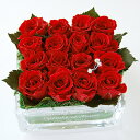 【プリザーブドフラワー リングピロー】【送料無料】【エッチング】ガラス花器に記念日を刻みます♪エターナル(スクエア)(完成品))【納期約2週間】