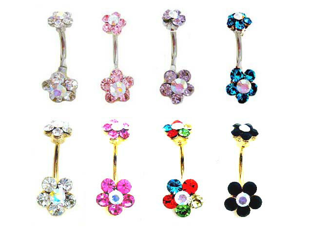 14Gダブルフェイスお花バーベル ボディピアス ヘソピアス へそピアス ヘソピ