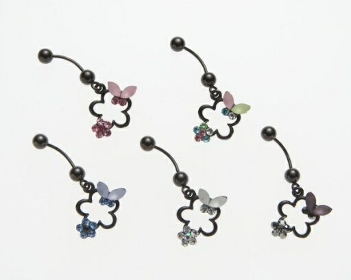 14G蝶とお花&オープンフラワー ボディピアス ヘソピアス へそピアス 14G蝶とお花&オープンフラワー ボディピアス ヘソピアス へそピアス