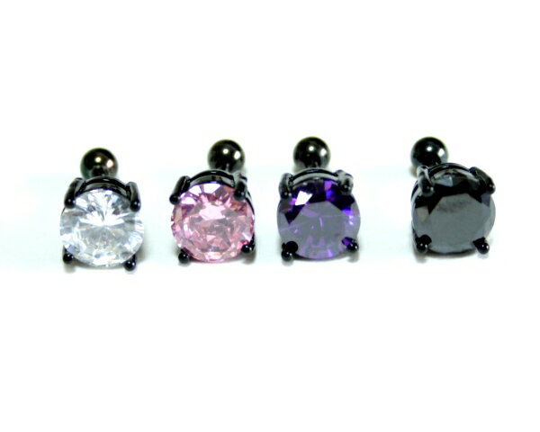 16Gブラックカラー大粒キュービック ボディピアス 耳ピアス 軟骨ピアス 片耳ピアス 1000円ぽっきり 送料無料