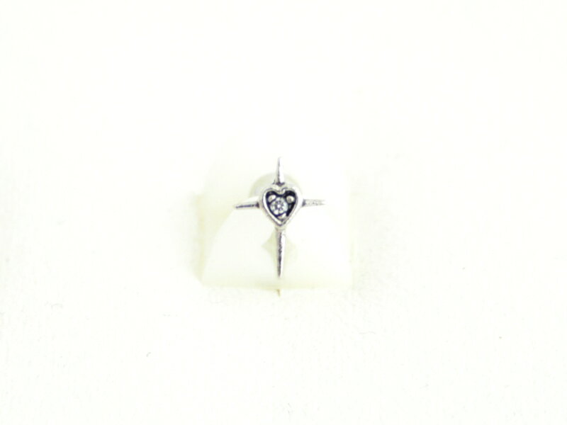 16G軟骨ミニハートクロス ボディピアス 軟骨ピアス 片耳ピアス