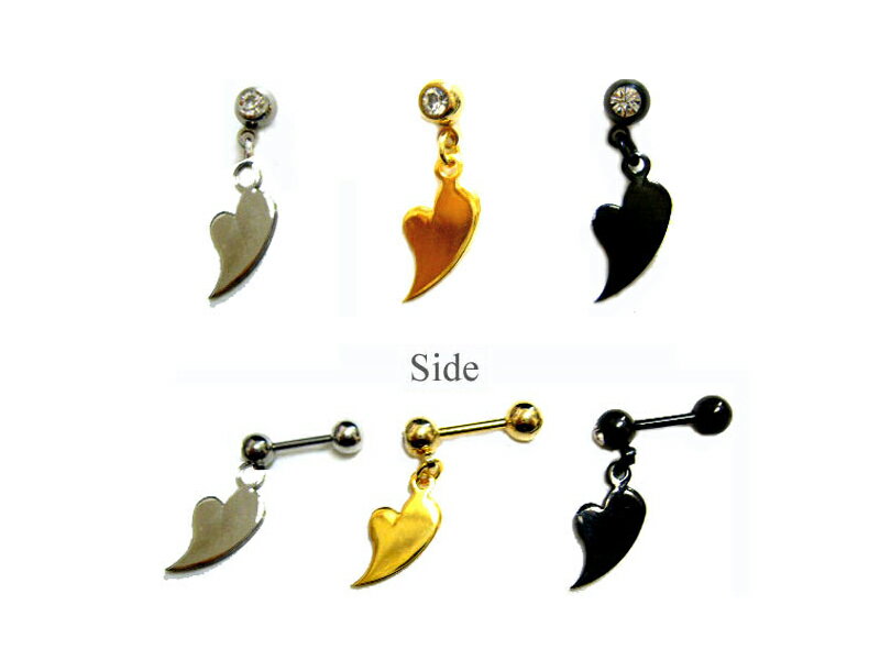 18Gぺらりハート ボディピアス 耳ピアス 軟骨ピアス 片耳ピアス