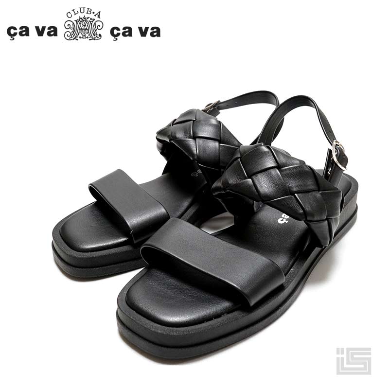 サヴァサヴァ ◇cava cava サヴァサヴァ 3322009 Black 厚底メッシュベルトサンダル 3cm 合成皮革 イタリア製 ふわふわクッション ボリュームソール バックストラップ レディース 【23ss】レディースサンダル