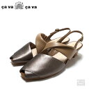 サヴァサヴァ ◇cava cava サヴァサヴァ 7420125 BeOak Combi　オークコンビ パデットレザーサンダル バックストラップ 3.5cm 羊革 オブリークトゥ レディース 【23ss】レディースサンダル