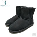 ■ EMU Australia エミューW10003 Black ブラックStinger Mini ムートンブーツ ボア付き ショートブーツレディース オースト...