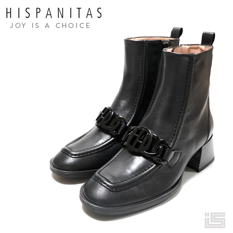◆ HISPANITAS ヒスパニタス HI232993 Black ビッグバックル　ショートブーツ インジップ スペイン製 正規品 インポート 23fw新作 レディースショートブーツ