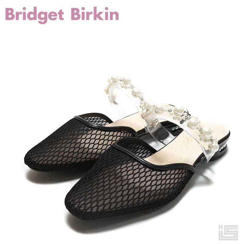 ◇Bridget Birkin ブリジットバーキン532301 Black/C ブラックコンビレディース メッシュパールミュール フラットヒール【23ss】