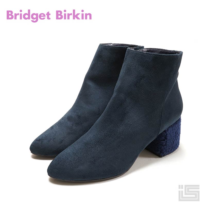 ブリジットバーキン [返品不可] Bridget Birkin 573003 Navy/s ボア巻きヒール ショートブーツ size 23.5cmブリジット バーキン　ネイビー【現品限り・展示品】