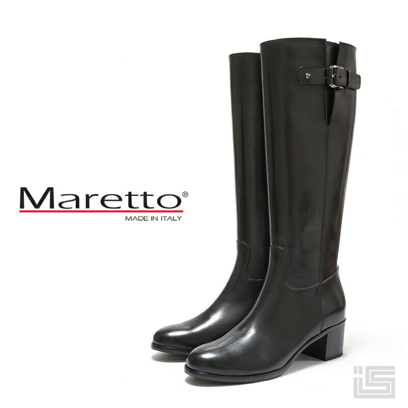 ■ Maretto マレット 6502 Black シンプルジョッキーロングブーツ クラシカル 美し