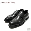 ■ via cammino ヴィア カミーノ7004 Black コインローファー ラウンドトゥ 軽量タイプ シンプル ビジネスシューズ EVAソール(4)