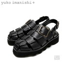 yuko imanishi + ユーコイマニシ プラス 742061 Black CHIE グルカサンダル スニーカーのような履き心地のソール#742060 "YUZU" と同じソールを使用したグルカサンダルです。 ボリュームのあるソールの見た目と違って軽量の、今っぽいデザインなのも特徴です。 SPEC HEEL：4.0 cm 重さ(片足)：332g 素材：本革（牛） サイズ感：2E（普通） Brand 『MANA』のシューズデザイナー、 今西優子さんが手掛けるブランドです。 2012年、春夏コレクションから始まりました。 原皮からこだわり、直接タンナーさん（皮を革にする人）と話し合って革を作り上げています。 オリジナルレザー・木型・ソールとデザインを組み合わせ、 フィニッシング加工を施すことによって独自の革の風合いを出すことにこだわり デザインチームとファクトリーで創り上げるクラフトの日常のリアリティの雰囲気に力をいれています。 また、デザイン性だけでなく、使用する素材にも理由があり、厳選されています。 インソールには、足当たりを考慮して、クッション性のあるものを使用しています。 アウトソールには、歩行時の衝撃を軽く、かつ返りを良くする新しいコンフォートをオリジナルのフォルムで作るなど、細部にこだわった日本のレザーシューズブランドです。 このブランドの全アイテムを見る Attention 天然革ですので、色ムラ・キズ・汚れなどが見られる場合もございますが、ご了承くださいませ。 濡れると色落ち、ムラができる恐れがございます。雨の日は防水スプレーをかけるなどして十分お気を付けください。 当該商品は実店舗と在庫を共有しているため、在庫更新のタイミングにより、在庫切れの場合やむをえずキャンセルさせていただく可能性があります。 液晶モニターの環境により、写真と実物は多少色が違う場合がございます。