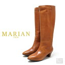 ■ MARIAN マリアン 11403 Brownノンストレッチ ロングブーツポインテッドトゥ ローヒール タイトめ レディース スペインブランド