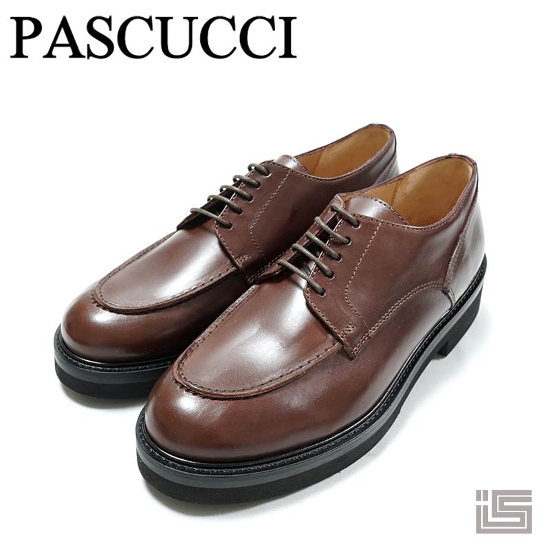 ■ PASCUCCI パスクッチ 5003 Brown CASTAGNAUチップ モカ レースアップシューズ ボリュームソール 本革 マニッシュ シューズ レディース イタリア【正規品】