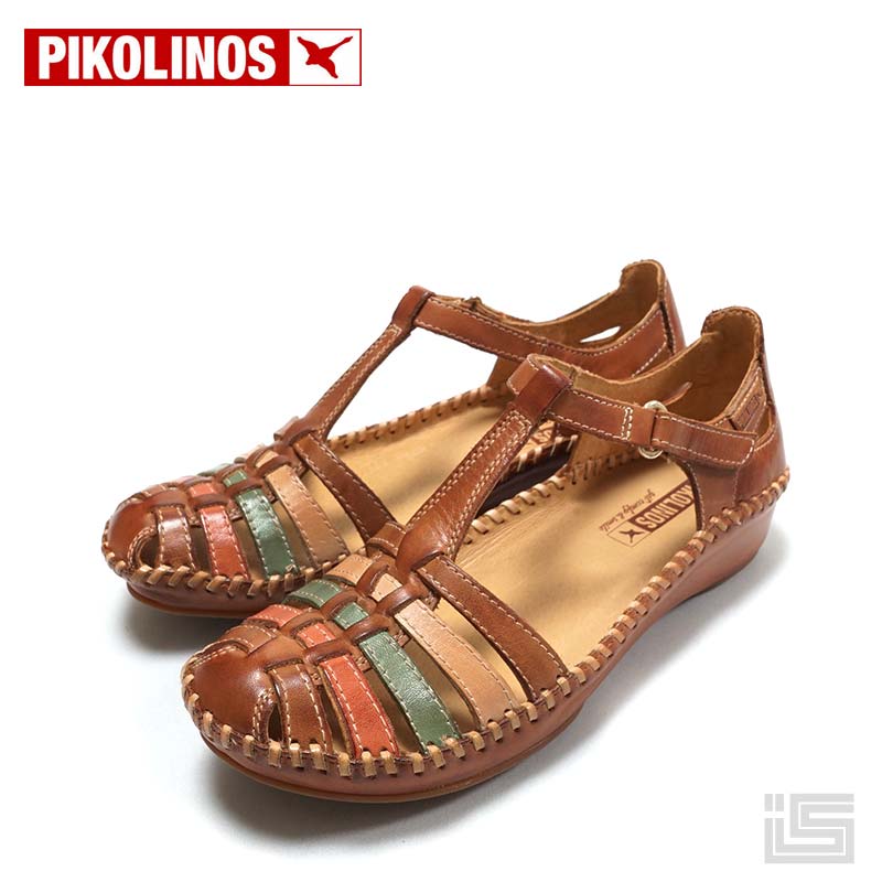 楽天イバラキヤ【再入荷】PIKOLINOS ピコリノス 655-0843 Brownかかと隠れるサンダル シームレス ベルクロ ストラップサンダルレディース レザーインソール 足裏サラサラ スペインブランド【24ss】【正規品】【confort】レディースサンダル