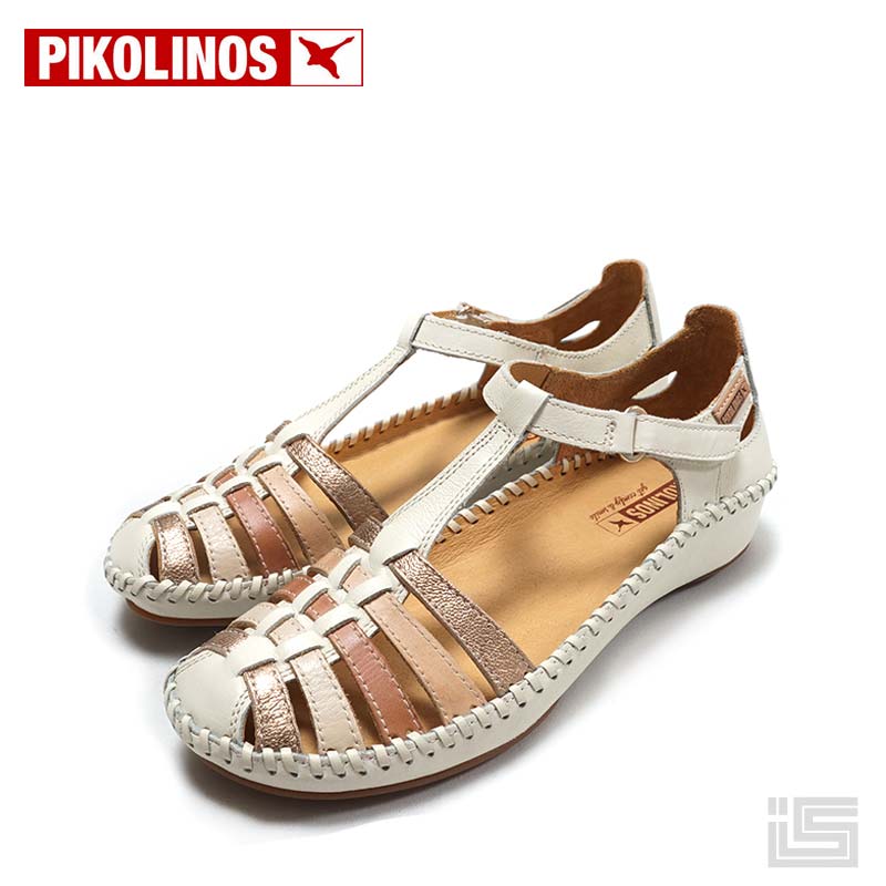 楽天イバラキヤ【再入荷】PIKOLINOS ピコリノス 655-0843 Ivory アイボリーかかと隠れるサンダル シームレス ベルクロ ストラップサンダルレディース レザーインソール 足裏サラサラ スペインブランド【24ss】【正規品】【confort】レディースサンダル