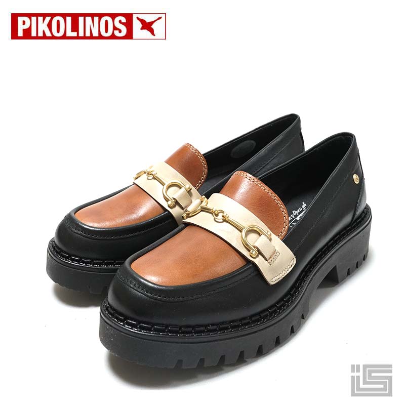 ◆ PIKOLINOS ピコリノス W6P-3857C1 Black ビットローファー マルチカラー モカシン モカ縫いコンビ ソフトレザー スペインブランド 正規品 インポート 23fw新作 レディースシューズ