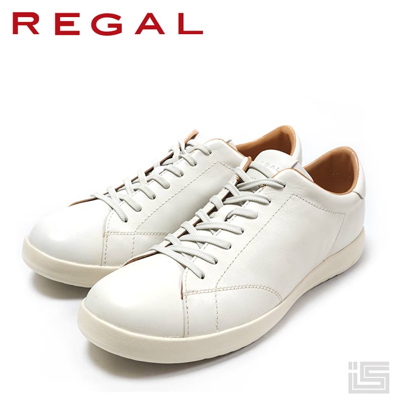 リーガル レザースニーカー メンズ ■ REGAL リーガル 57BL-AF Whiteレースアップレザースニーカーアントワープ オンオフ ビジカジクラシックモデル コートスニーカー 軽量