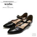 ラボキゴシ・ワークス ■ RABOKIGOSHI works ラボキゴシ ワークス12683 BLACK ブラック 黒ポインテッドトゥ Vカットストラップ パンプス レディース