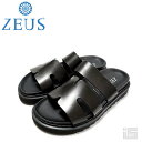 ◇ ZEUS ゼウス22207 Black ブラック 黒メンズ サンダルストラップ レザー 厚底大人サンダル【正規品】