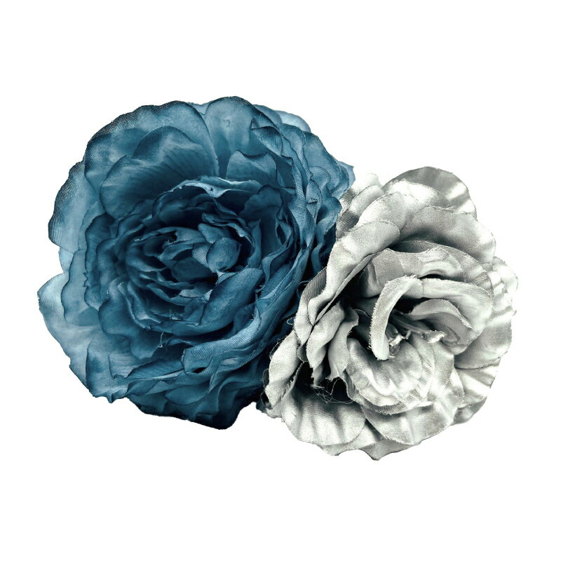 ブーケ造花　FF-4224　グレイッシュブルー/シルバー【フラメンコ用品】コサージュ 髪飾り フローレス 薔薇