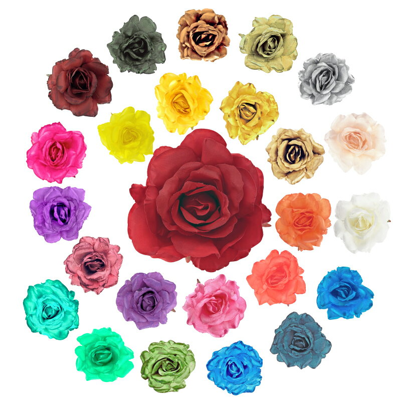 造花 FF-165(全25色)【フラメンコ用品】コサージュ 髪飾り フローレス 薔薇