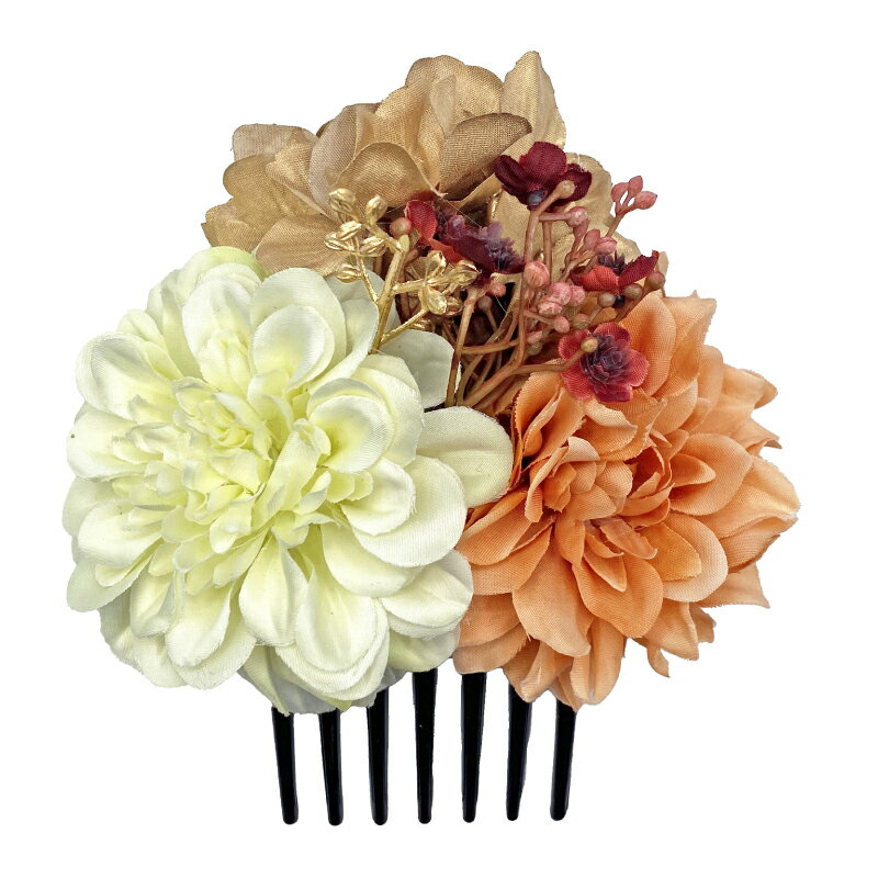 ASA造花コーム / アイボリー【D】【フラメンコ用品】コサージュ 髪飾り フローレス