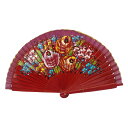 AM605 手描きミニアバニコ/ワイン『1点のみメール便可』【フラメンコ用品】扇子