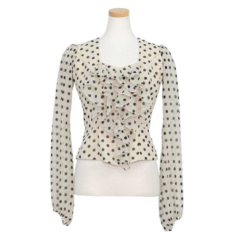 【オーダー商品】HB-1504 ドレープ付パフスリーブブラウス アイボリー/ブラック 10mm玉「1点のみメール便可」フラメンコ衣装 発表会