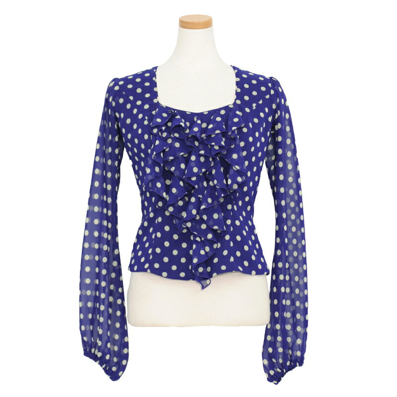 【オーダー商品】HB-1504 ドレープ付パフスリーブブラウス ブルー/アイボリー「1点のみメール便可」フラメンコ衣装 発表会