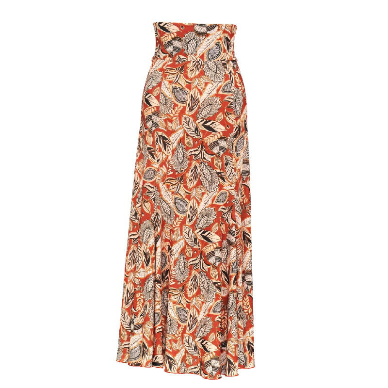 【売切特価】FF-2401　スペイン製ハイウエストスカート リーフ【A】「1点のみメール便可」【フラメンコ】【ダンス衣装】【レッスンスカート】