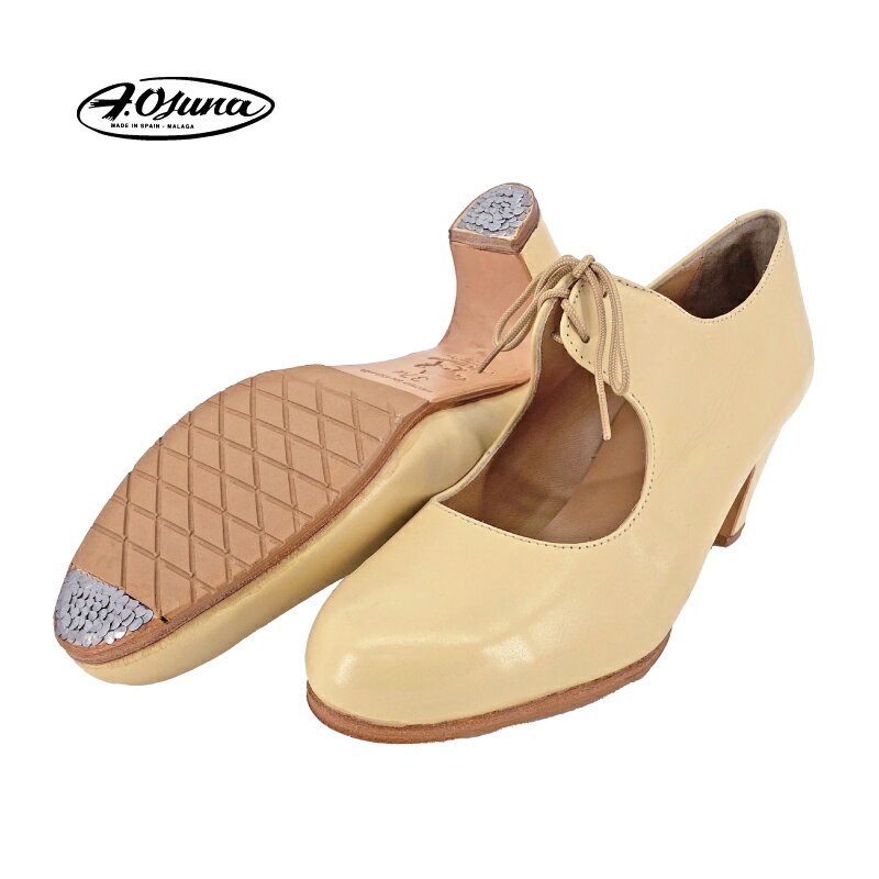 〈オスーナ〉プロ/ベージュ革紐【幅広（C)】【靴】【フラメンコシューズ】