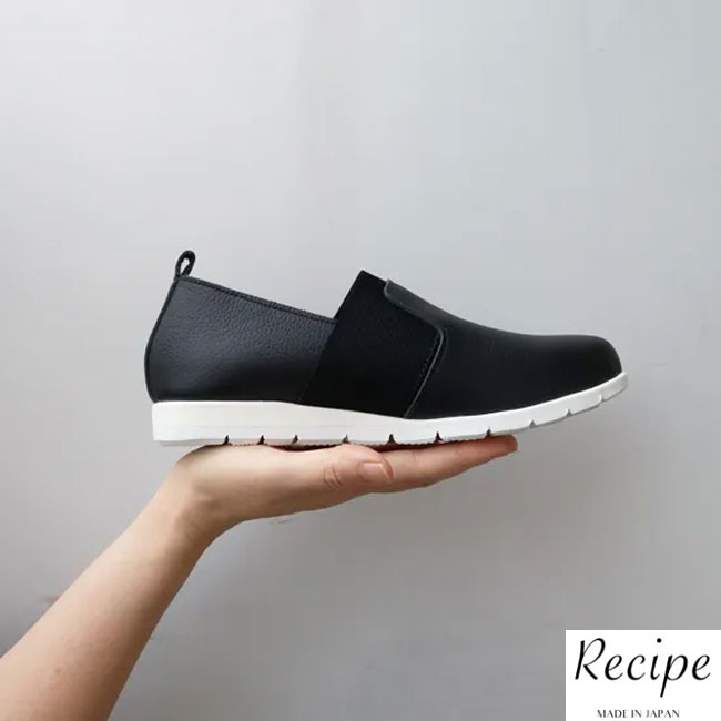 樂天商城 - スリッポン スニーカー ゴムバンド 軽量 本革 レザー Recipe レシピ 【靴下の購入特典つき】 日本製 レディース 女性 ファッション コンフォートシューズ RP-557 到着後レビューでクーポンGET