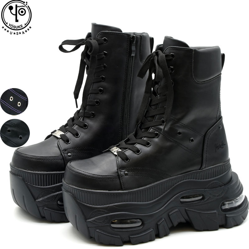 ヨースケ YOSUKE スニーカーブーツ 厚底ブーツ ショートブーツ レースアップブーツ メンズ 26 27 黒 ブラック 4468043