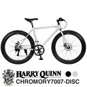 HARRY QUINN CHROMOLY7007-DISC クロスバイク クロモリフレーム 700×28cタイヤ ディープリム 7段変速 前後ディスクブレーキ搭載