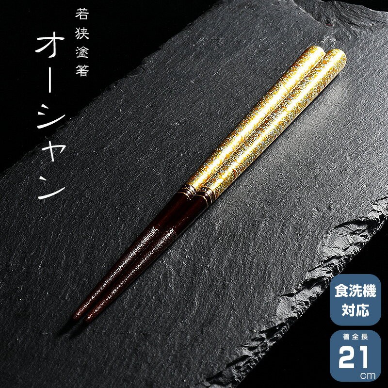 若狭塗箸 一双 オーシャン 箸　はし 天然木 漆塗装 日本製 食洗機対応 21cm 天然木 一双
