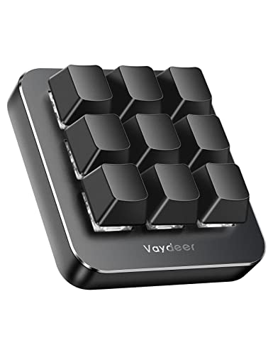 Vaydeer プログラマブルキーボード 9キー ショートカットキーボード ゲーミング 片手 有線 メカニカル キーボードマクロ可能 互換性