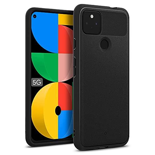 Caseology Google Pixel 5a 5G ケース ストラップホール TPU カバー サンドストーン 指紋防止 ヴォールト - マットブラック