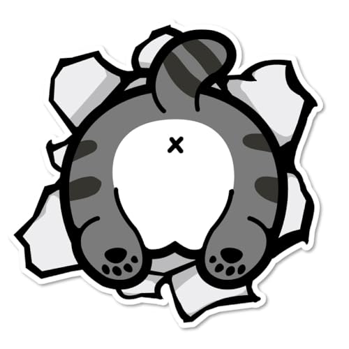 SignStore 穴にはまる猫 ステッカー おしり 車やパソコン等に 防水 屋外使用可 12cm×12cm ビニール 日本製 car_character_02_siri (B.おしり)